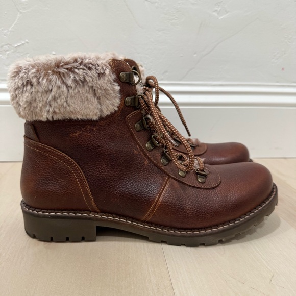 Avellini Shoes - Avellini Leather Brown Lace Up Boots Winter Faux Fur Lined 41 US 10